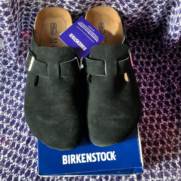 Birkenstock Boston clogs NWT black suede women’s EU44 or US 12 to 13 size NIB - Picture 1 of 15
